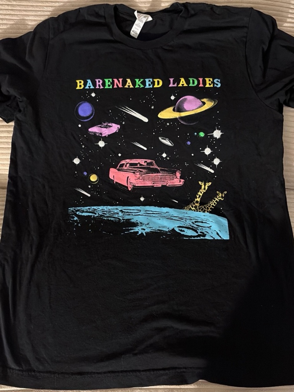 Bella Canvas Black Band Tee with Multicolor Space Graphic barenaked ladies